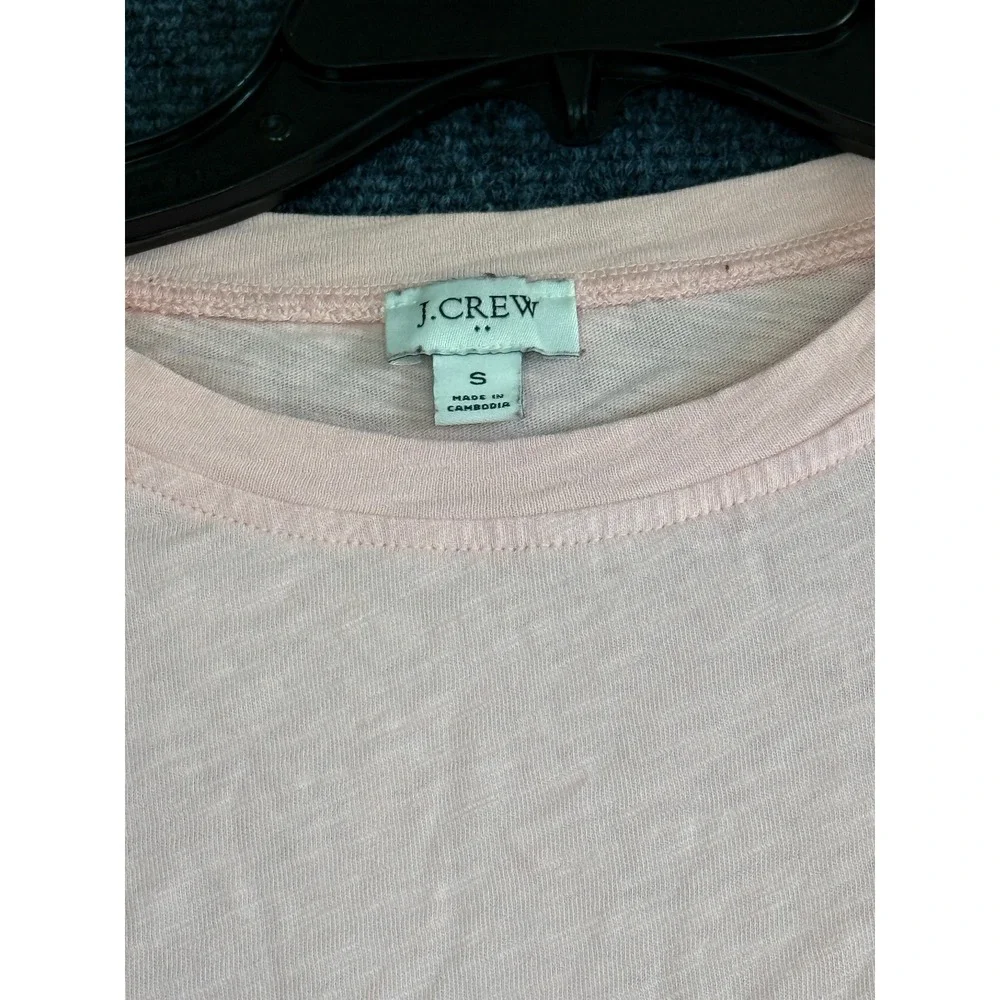 J.Crew‎ Slub Cotton Long Sleeve Crop T-Shirt Womens Small Pink Excellent CC829